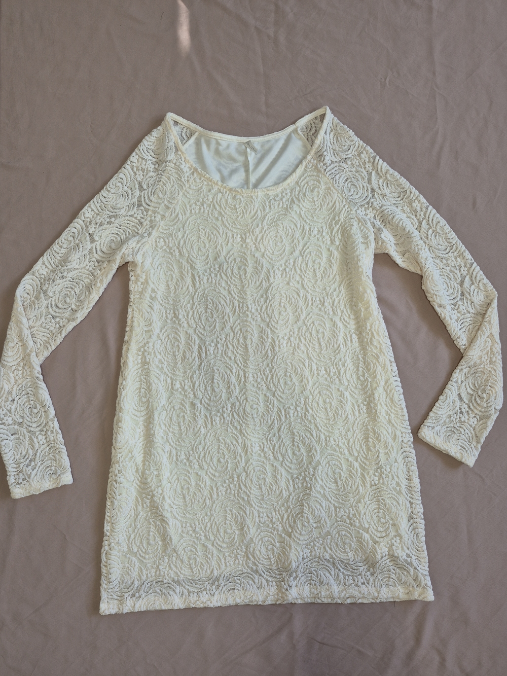 Pink Blush Lace Maternity Dress Medium Ivory Off White Rose Lace LongSleeve Baby
